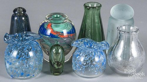 Group of modern art glass, tallest - 5 1/2".