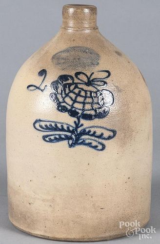 New York stoneware jug, 19th c., impressed {Burger