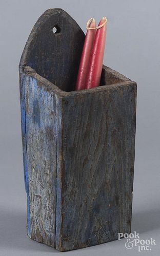 Blue painted candlebox, 20th c., 12 1/2" h.