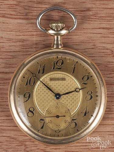Waltham 14K yellow gold open-faced pocket watch, s