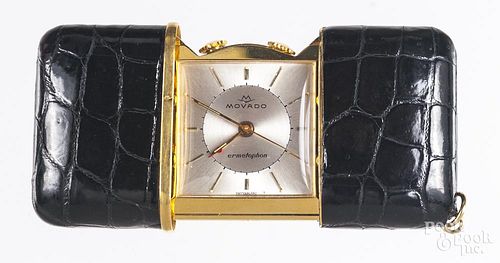 Movado Ermetophon purse watch, with a faux reptile