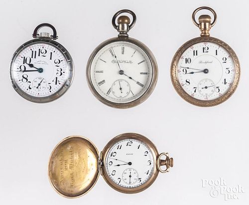 Group of four pocket watches, to include a stainle