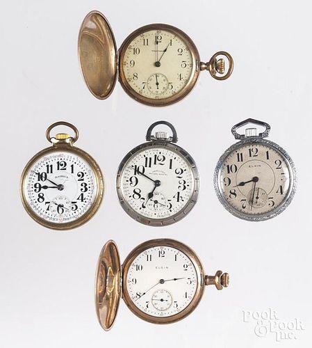 Group of five pocket watches, to include a stainle