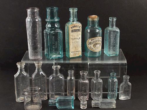 (17) ASSORTED OLD GLASS BOTTLES