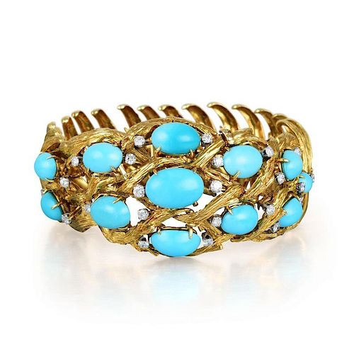 David Webb Turquoise and Diamond Bracelet