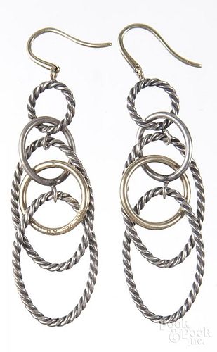 Two pairs of David Yurman earrings, to include a pair of sterling silver drop earrings, each with an