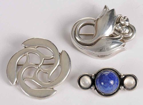 Group of Sterling Silver Brooches