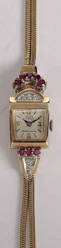 14kt. Vintage Diamond & Ruby Lady's Watch