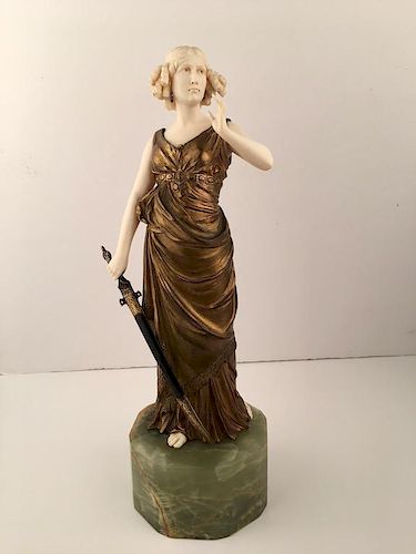 Ferdinand Preiss (German, 1882-1942) "Judith" sculpture of a lady standing with