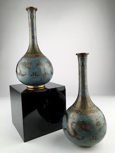 A pair of Chinese Republic cloissoine vases
