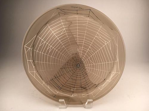 G. Argy Rousseau "Spider Web" plate.<BR>Painted with one central spider and its si