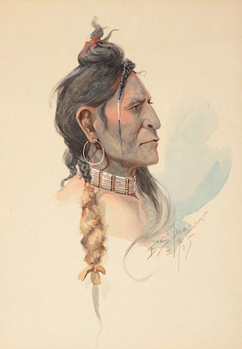 EDGAR S. PAXSON (1852-1919), Plains Warrior (1905)