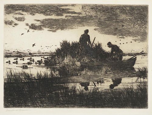 FRANK WESTON BENSON (1862-1951), Duck Blind; Duck Hunter; Marsh Gunner; Setting Decoys; The Gunner's Blind; Winter Wildfowlin