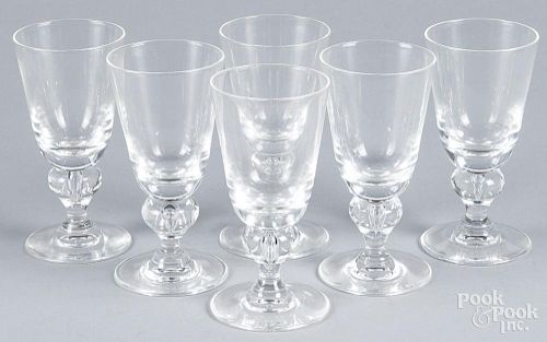 Six Steuben crystal glasses