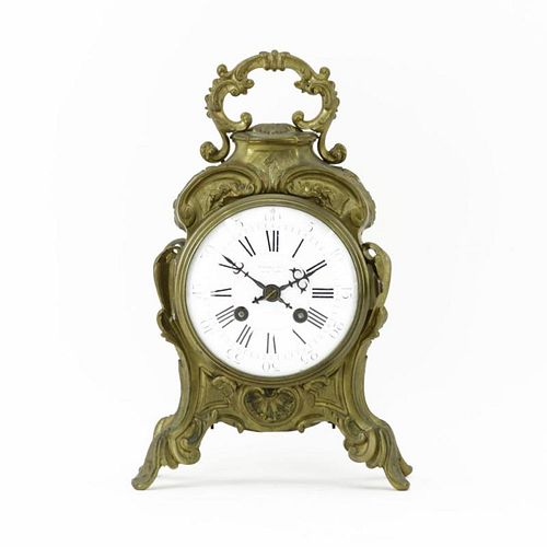 19/20th Century Tiffany & Co Rococo style Bronze Bracket Clock with Porcelain Dial