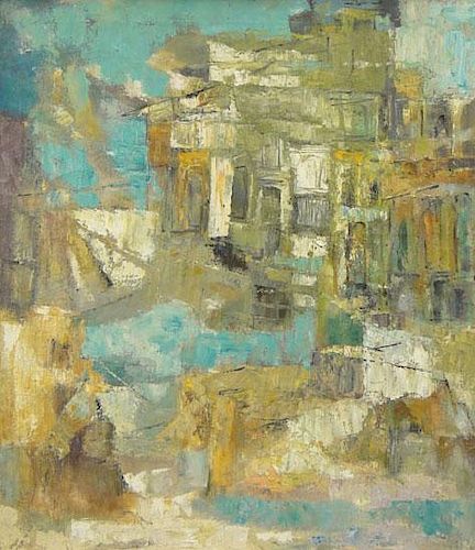 Gertrude Russell Barrer American-New York (1921-1992) Oil on Canvas "Abstract" Signed Lower Right