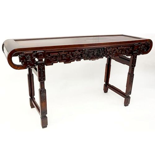 Antique Chinese Hand Carved Rosewood, Altar Console Table