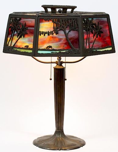 BRADLEY & HUBBARD TROPICAL SUNSET TABLE LAMP