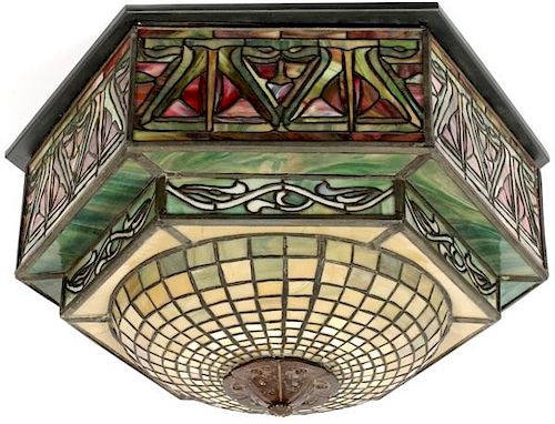AMERICAN LEADED GLASS CEILING LIGHT SHADE