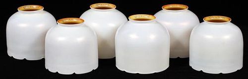 GROUP OF SIX QUEZAL ART GLASS SHADES EARLY 20TH C.
