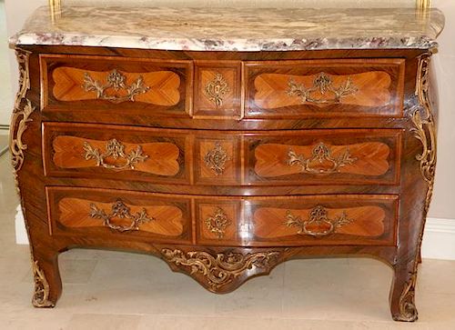 FRENCH LOUIS XV STYLE MARQUETRY COMMODE 1900