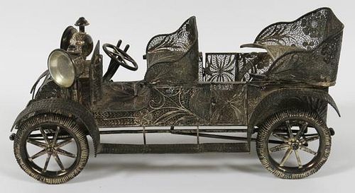 FRENCH SILVER FILIGREE RENAULT 1907 AUTOMOBILE