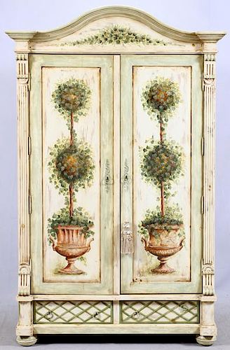 HAND PAINTED WOOD ARMOIRE