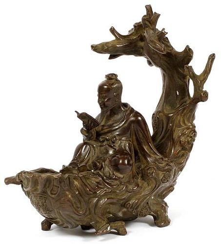 CHINESE BRONZE OF A SCHOLAR