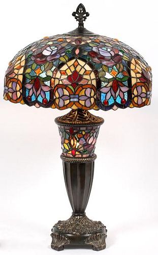 MODERN TIFFANY STYLE TWO-LIGHT TABLE LAMP