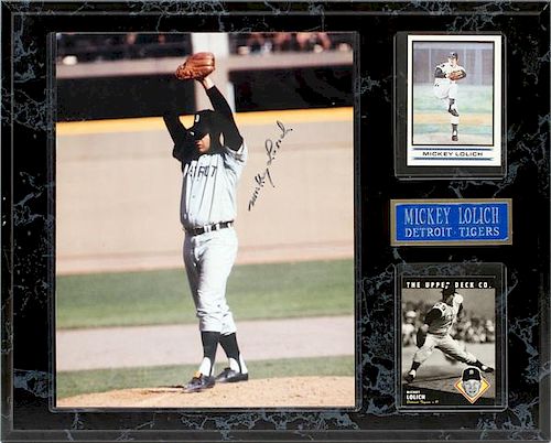 MICKEY LOLICH AUTOGRAPHED PHOTO ON PLAQUE