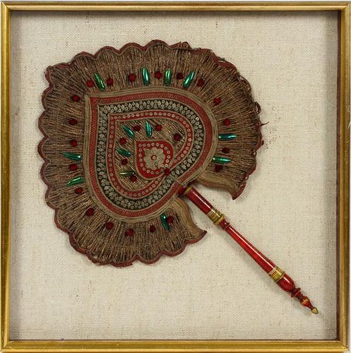 SOUTHEAST ASIAN EMBROIDERED FAN ENCASED