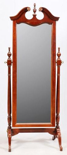 QUEEN ANNE STYLE MAHOGANY CHEVAL MIRROR