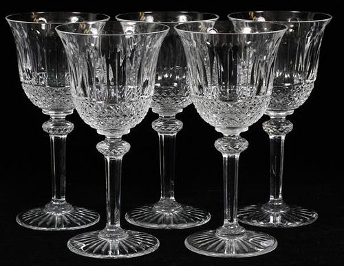 ST. LOUIS 'TOMMY' CRYSTAL CONTINENTAL GOBLETS FIVE