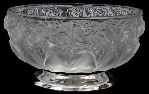 LALIQUE STYLE FROSTED GLASS FOOTED BOWL