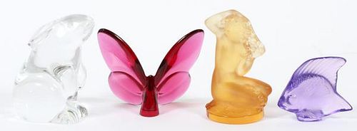 BACCARAT AND LALIQUE COLORED &CLEAR GLASS FIGURINES