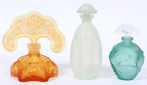 ART DECO STYLE GLASS PERFUME BOTTLES THREE