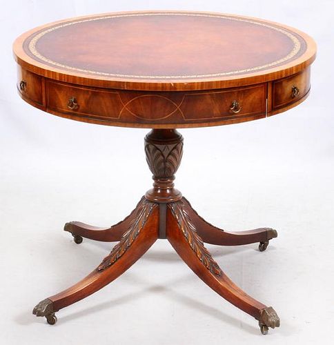 MAHOGANY DRUM FEDERAL STYLE ROUND TABLE
