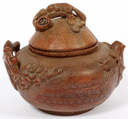 CARVED BAMBOO TEAPOT