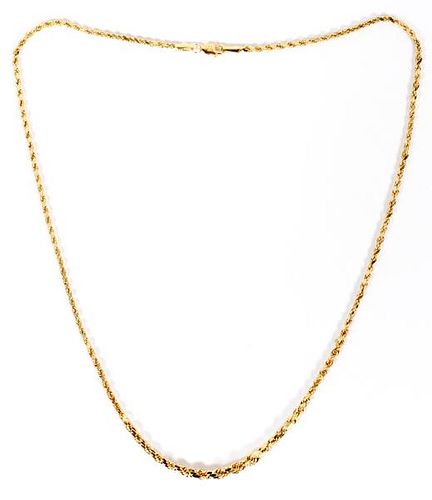 GRADUATED 14 KT GOLD ROPE CHAIN NECKLACE