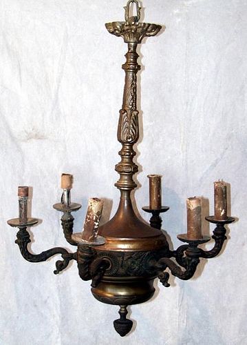 FRENCH BRONZE 6-LIGHT CHANDELIER LATE 19TH CENTURY