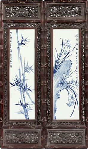 CHINESE PORCELAIN PLAQUES PAIR