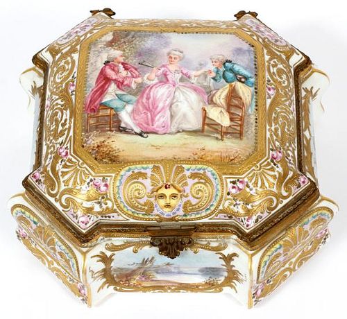FRENCH SEVRES PORCELAIN JEWELRY BOX CIRCA 1850