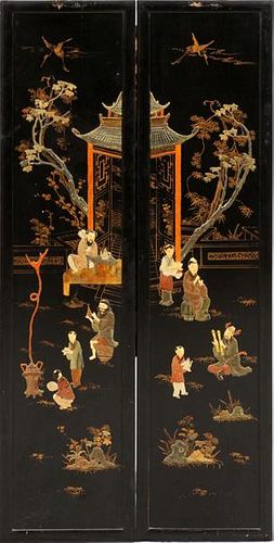 CHINESE WALL PANELS W/ APPLIED JADE C. 1900