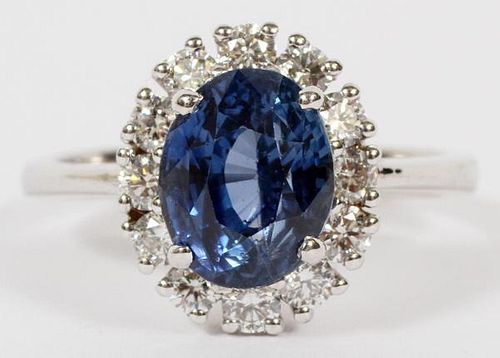 3.67CT BLUE SAPPHIRE AND DIAMOND RING