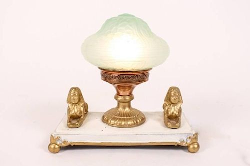 Art Deco Figural Table Lamp w/ Sphinxes