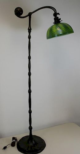 TIFFANY Studios. Patinated Bronze Standing Lamp