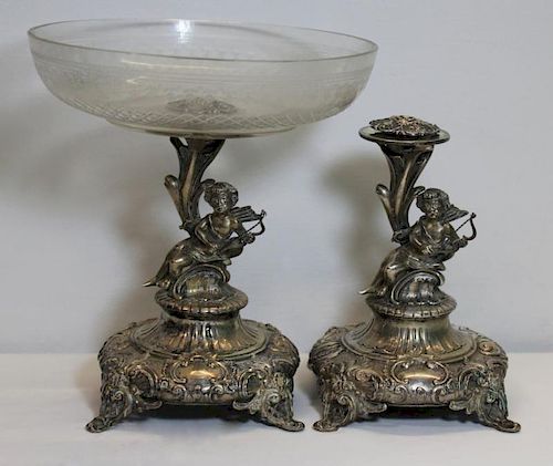 SILVER. Pair of Antique Austrian Silver Epergnes.