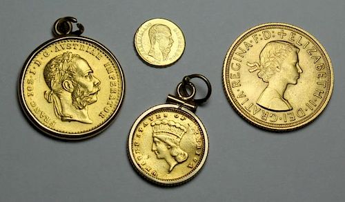 GOLD. (4) Assorted Gold Coin Grouping.