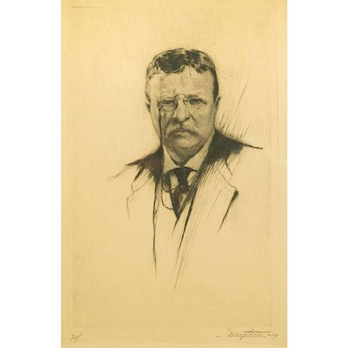 Josef Nuyttens (1885-1960) Etching, Theodore Roosevelt