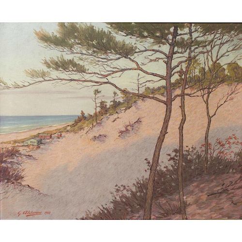 Gotthilf Ahlman (b. 1888) Coastal Scene Painting